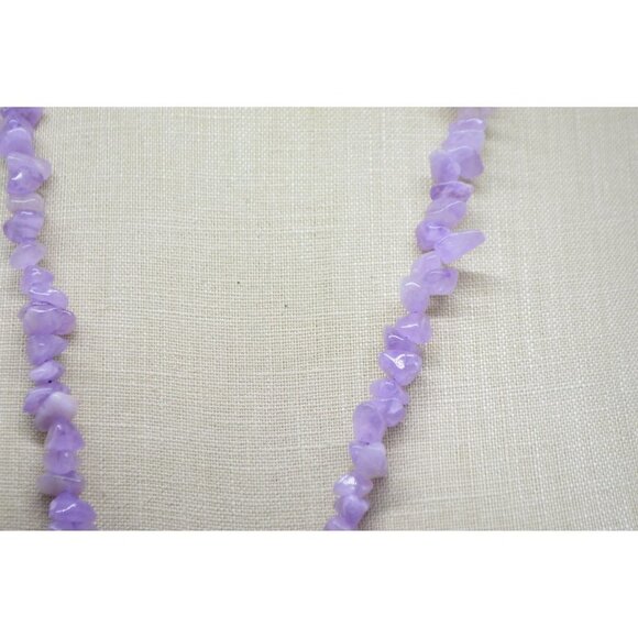 Purple Quartz Polished Gemstones Long Necklace Vintage No Clasp - Picture 3 of 4
